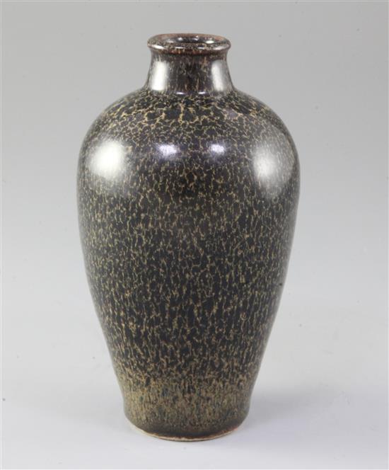 A Chinese Cizhou oil spot glazed meiping, Song dynasty, height 16.5cm